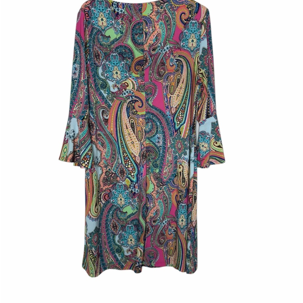 Tommy Hilfiger Fun Colorful Paisley Print Shift Dress Size 14 Stretch Knit - Picture 7 of 10